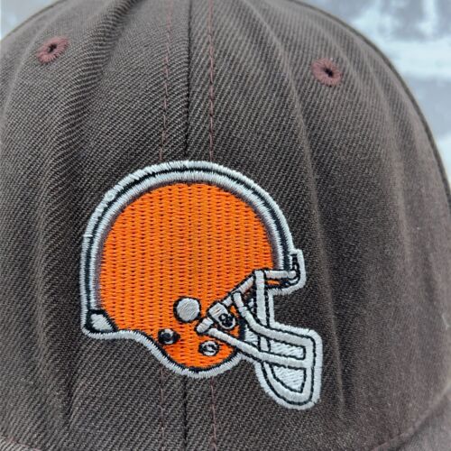 Vintage Cleveland Browns Hat Cap Strap Back Brown Helmet Logo Starter 90s Wool * - Picture 3 of 11