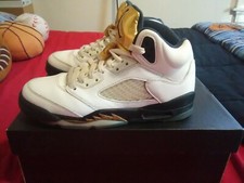 Nike Air Jordan 5 Retro BG size 5y White/Black-Metallic Gold Coin sneakers