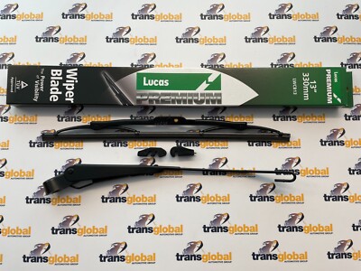 Land Rover Defender Wiper Arm & Lucas Wiper Blade Set - 13" J-Hook, 4-Piece Front Kit