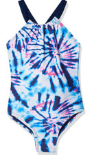 Kanu Surf Girls Size 14 Beachy Sporty Halter 1 Piece Swimsuit