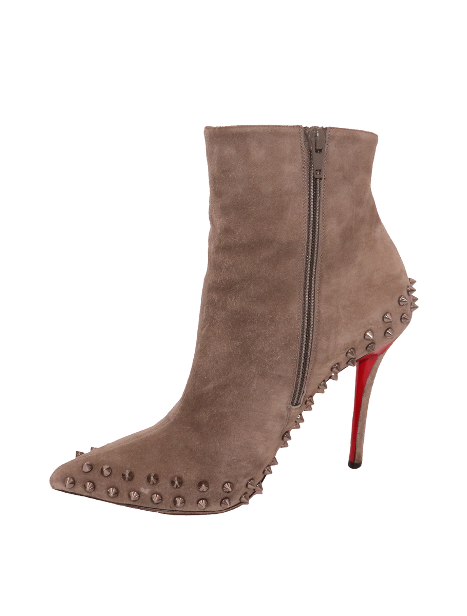 Christian LouBoutin Suade boots with spikes Vidura studded leather ankle boots in black - Christian  main image 3