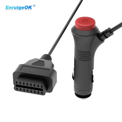 obd to cigarette lighter OBD2 16Pin Female to Cigarette Lighter with Switch Button Power Supply  Connector