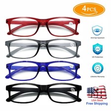 Reading Glasses Mens Womens Unisex Readers Eyeglasses 4 Pack Glasses New Square