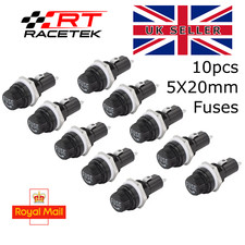 10PCS Panel Mount Chassis Fuse Holder 5x20mm Glass Fuses 30A 12V, 10A 250V UK