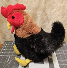 HugFun  12 inch Rooster Chicken Brown and Black Soft Stuffed Animal Plush