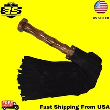Real Leather Floggers 50 Suede Leather Tails with Hand-crafted Wooden Handle