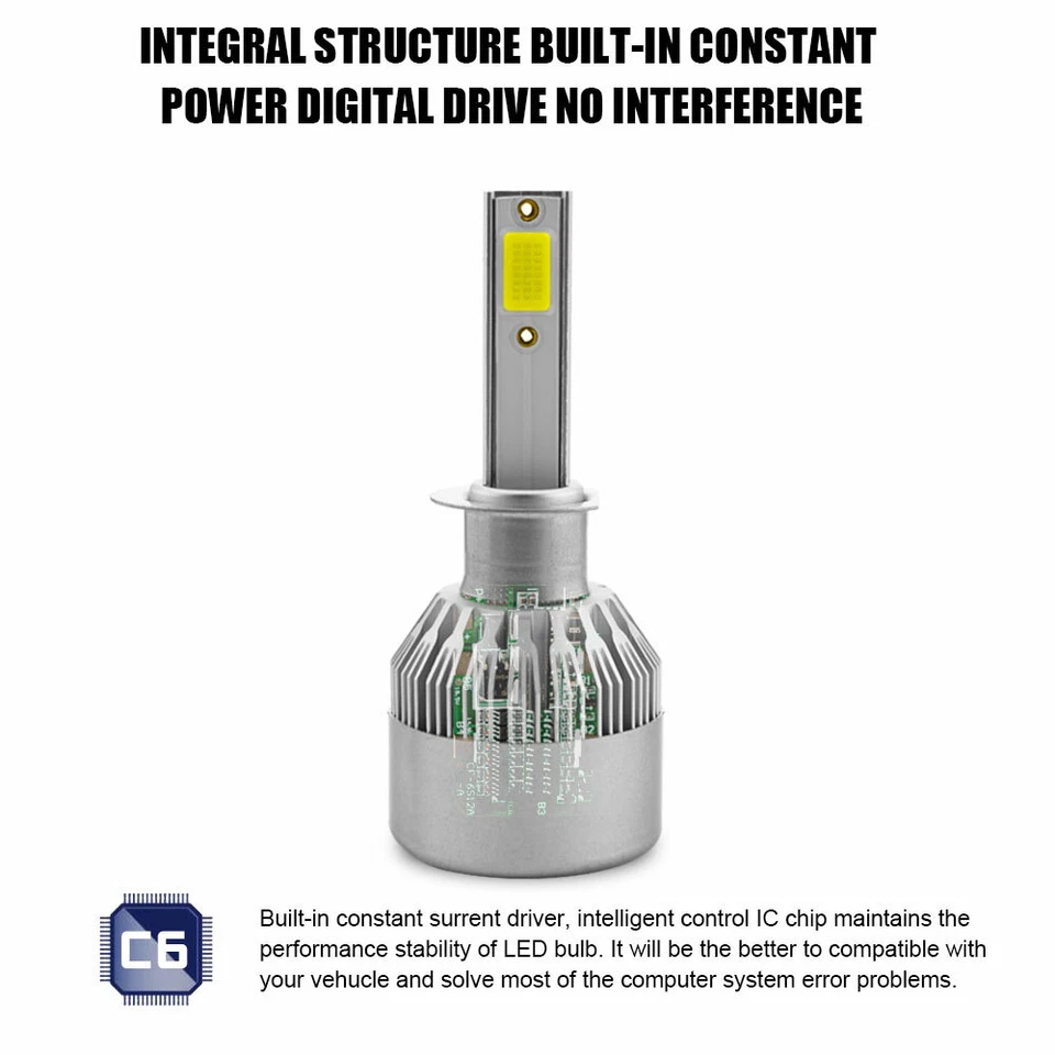 For Ford C-Max 2013-2017 -6X Led Headlight Hi/Lo + Fog lights Combo Bulbs White - Image 4 of 4