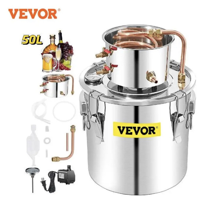 VEVOR 50L Moonshine Still Alcohol Distiller W/ Water Pump Stainless Copper
