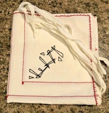 Embroidered Vintage Tablecloth Card Table Cover Tie On Chinese Food Night EUC