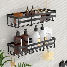 Adhesive Hanging Shower Caddies Storage Shelves Bathroom Organizers Trays 2 Pack
