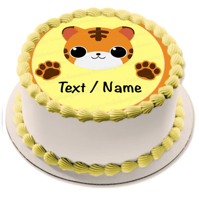 Tiger Tortenaufleger essbar Party Deko personalisiert Wunschtext Geburtstag neu