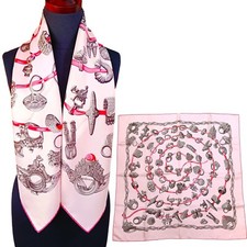 Hermes "ALLIANCES DU MONDE" Carre 90 Silk 100 Scarf Vintage Rare Cleaned