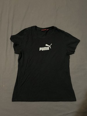 Puma Black Short Sleeve T Shirt Logo Tee Casual Athletic Top