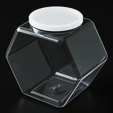 Plastic Candy Jar,72Oz Clear Cookies Jars with Lids Hexagon Dry Food Container