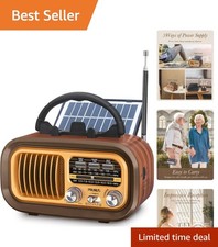 Vintage-Inspired J-150 Bluetooth Radio - Portable AM FM Speaker With Solar  USB