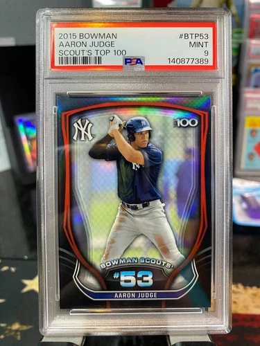 2015 bowman aaron judge rc card # BTP53 scouts top 100 psa 9 yankees baseball