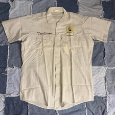 True Vintage Chain Stitched Beer Uniform Work Shirt Large Embroidered Patched