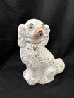 Glorious Rare 19C White English Staffordshire Spaniel Hunt Mantle Dog 12.5 One