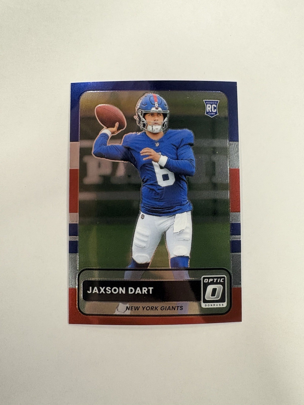 2025 Donruss Optic - Jaxson Dart 2015 Retro #2 SP  Rookie Giants Red Silver Blue