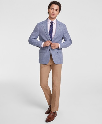 Tommy Hilfiger Herren Regular Fit Sport Mantel Blazer 42 L Hellblau Einfarbig