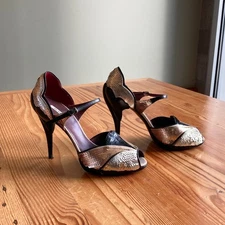 40 / 9.5-10 - Miu Miu D'Orsay Silver Sequins High Heels Peep Toe Pumps 0930MG