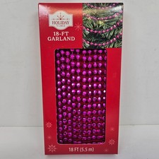 Holiday Time Pink Beaded Garland 18 Ft Length Small Size Plastic Beads
