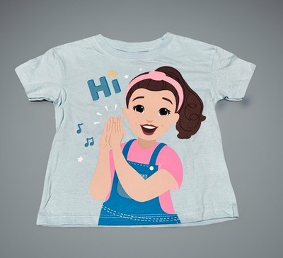 NEW Ms. Rachel ''Hi'' Toddler Girls' Light Blue Short Sleeve Cotton T-Shirt 4T