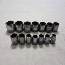 Vintage SK Tools 14pc 7/16" - 1-3/16" 12pt SAE Socket Set 1/2" Drive Made In USA