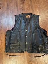 Milwaukee Leather Buffalo Nickel Button Leather Motorcycle Vest Size 52