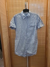 A New Day Womens Shirtdress Size XS Blue White Striped Short Sleeve Button Up 