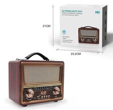 Radio Vintage Hi-Fi Bluetooth AM/FM/SW Ricaricabile Lettore MP3 Porta USB/TF