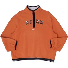 Vintage 90s Nike Center Swoosh Spell Out HalfZip Fleece Sweatshirt Size L