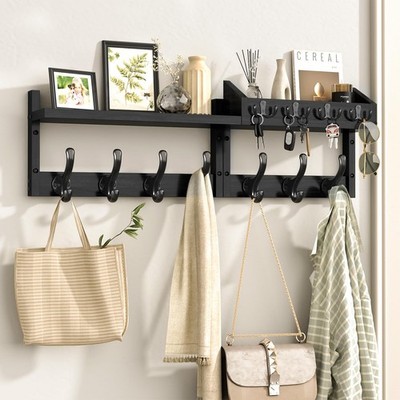 Evermagin 29'' Coat Rack Wall Mount with Shelf, 4 in 1 Wall Mounted Coat and K...