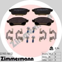 Zimmermann Bremsbelagsatz, Scheibenbremse 22103.160.2 FüR Renault
