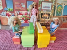 ♥🎉 3 Barbies  ♥ 🎉 Dream Furniture Büro Wohnzimmer 🎉 ♥ Schreibtisch Hocker
