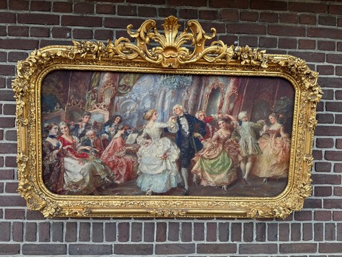 Framed Scenery Italian Baroque Rococo Gold Frame with Romantic Fabric Scene - Picture 10 of 12