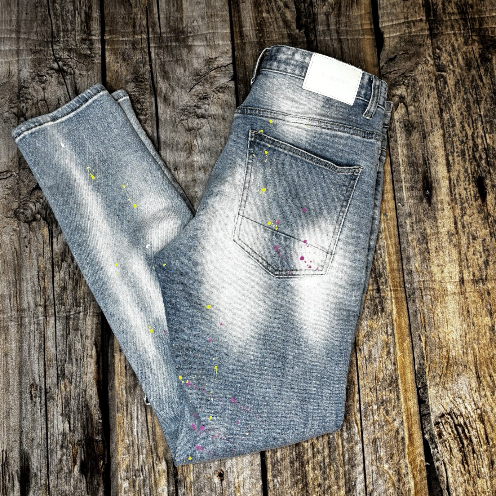Kloud9 Distressed Patchwork & Paint Splattered Je… - image 9