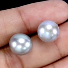 925 Sterling Silver Earrings Round Pearl 9mm Natural Gemstone Jewelry