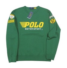 Polo Ralph Lauren Green Motorsport Graphic Double Knit Pullover Sweater XL 