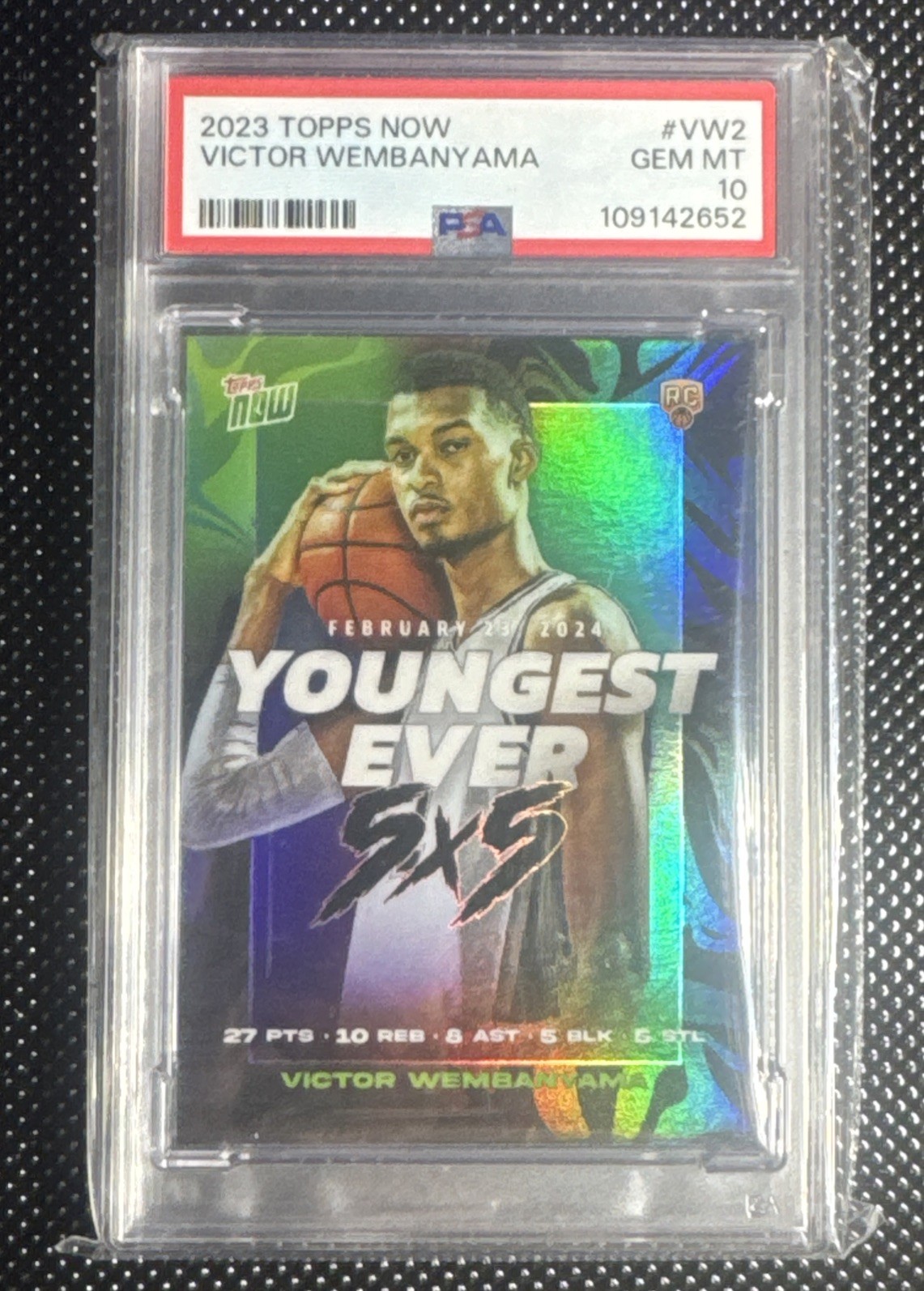 2023-24 Topps Now Victor Wembanyama Victor Wembanyama #VW-2 /29675 (RC) PSA 10 view 1