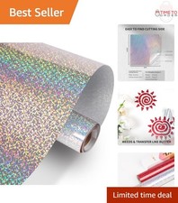 Holographic Glitter Vinyl Silver 12x10ft Permanent Adhesive Craft Decor