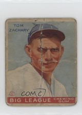 1933 Goudey Big League Chewing Gum R319 Tom Zachary #91 0z0n