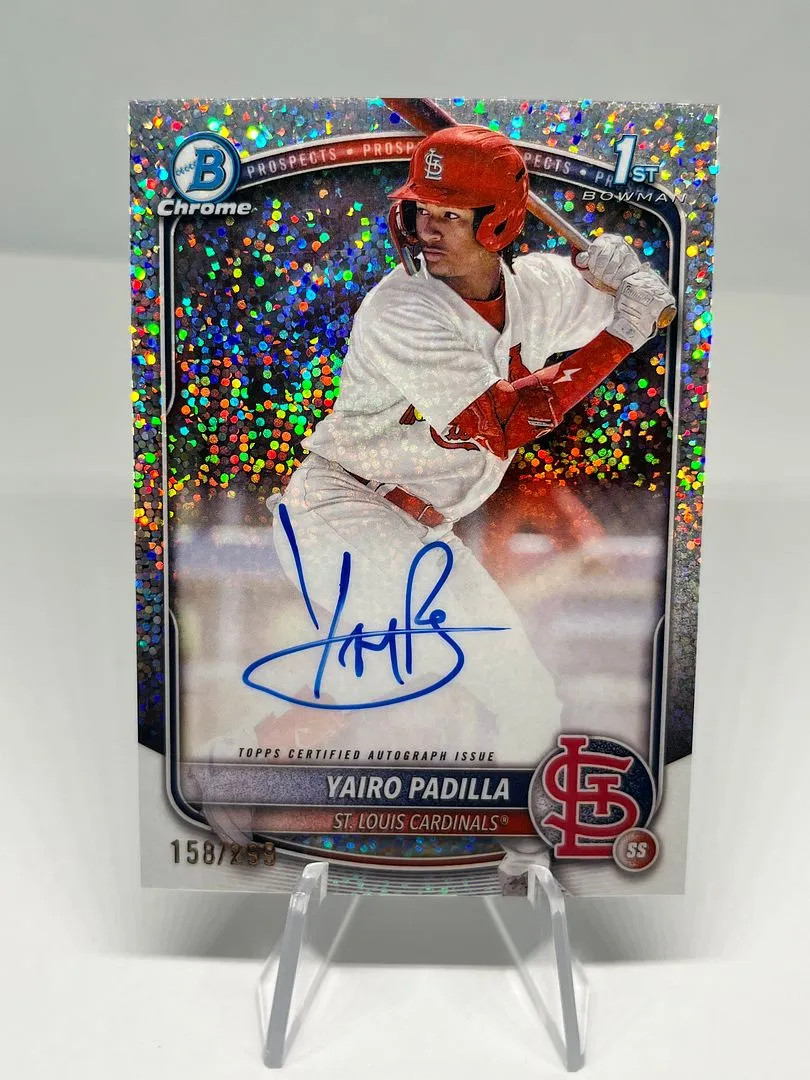Yairo Padilla 2025 Bowman Chrome Speckle Auto /299 Card #CPA-YP Cardinals