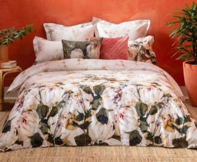 Kas King Duvet Cover Set 3 Piece Floral Embroidered Cotton Cream