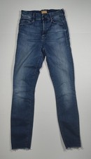 MOTHER The High Waisted Looker Ankle Fray Medium Wash Jean Sz 26x28 Made In USA
