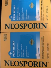 LOT OF 2 NEOSPORIN + Pain Relief Cream Maximum Strength 1 oz Total EXP: 03/2028