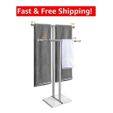 40-Inch Adjustable Towel Rack with Brushed Stainless Steel Finish - Freestanding