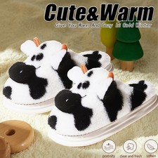 Fashion Cotton Indoor Thick Sole Anti-slip Slippers; Warm Cow Cotton Slippers US