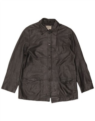 Marks & Spencer Womens Leather Jacket UK 12 Medium Black Leather DG20