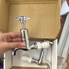 Twyford Sola Chrome Cross Handle Wall Mounted Bib Tap Pair SF2302CP